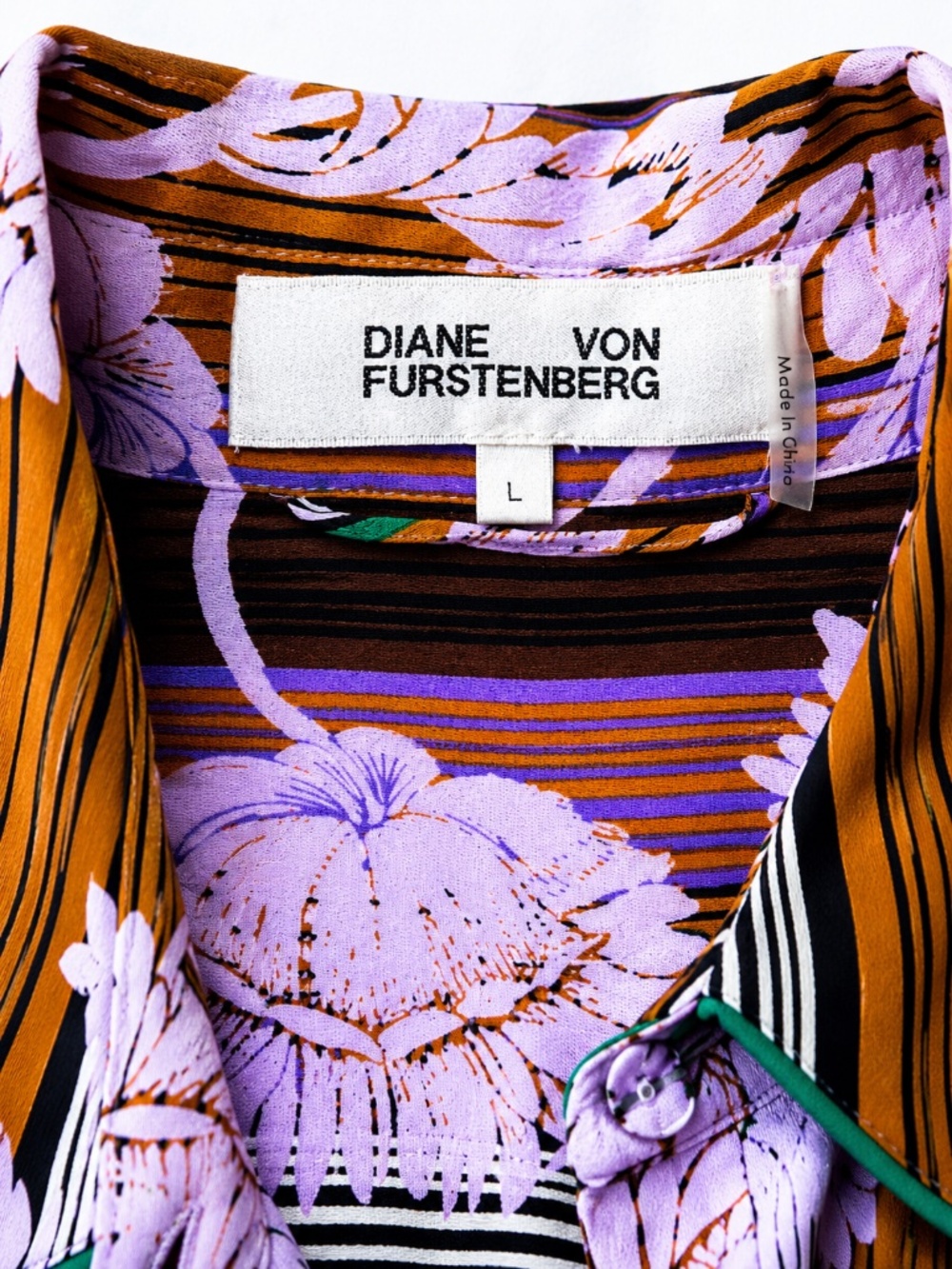 Diane von Furstenberg Floral Shirt Dress Large - Picture 4 of 7